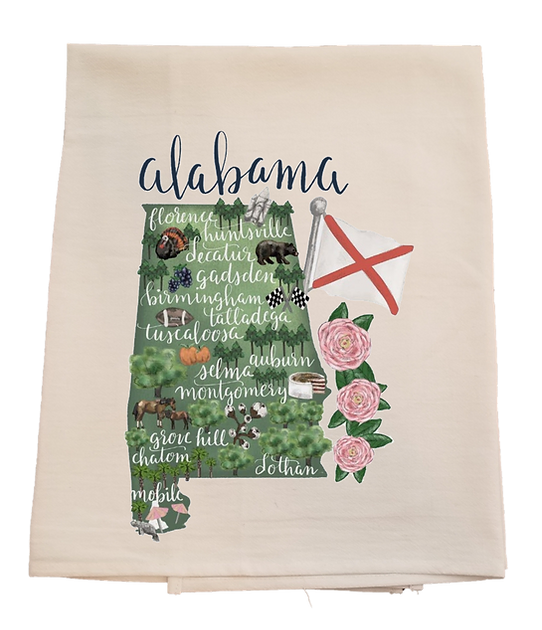 State of Alabama Tea Towel