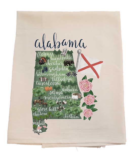 State of Alabama Tea Towel