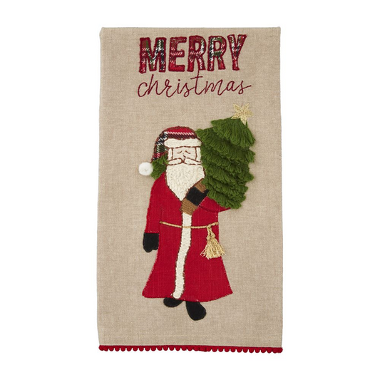 Classic Merry Christmas Santa Tea Towel