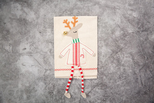 Dangling Reindeer Tea Towel