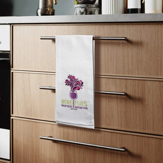 Wine Flies Tea Towel